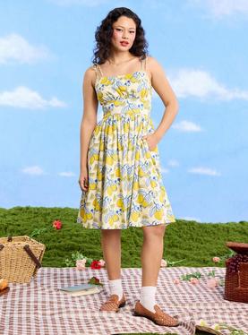 Disney Mickey & Minnie Lemon Allover Print Retro Tank Dress Her Universe Exclusive, , hi-res
